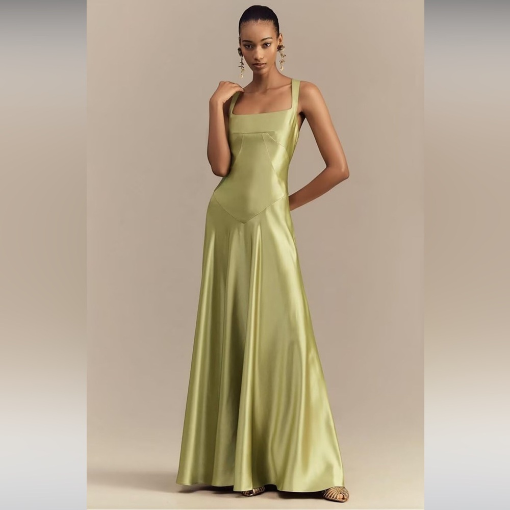 Elegant Satin Green Dress